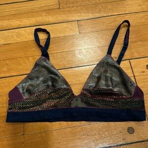 Xirena Silk Navy/Purple/Green Printed Bralette- size S